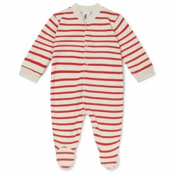 Pyjama avec pieds Rayé Coton Bio | Rouge
