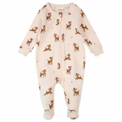 Pyjama Avec Pieds Rennes Coton Bio | Rose pâle