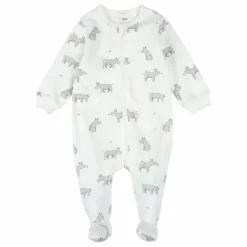 Pyjama Avec Pieds Rhinocéros Coton Bio | Ivoire