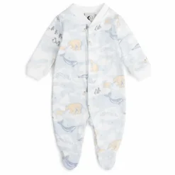 Pyjama avec pieds Ski Coton Bio | Bleu