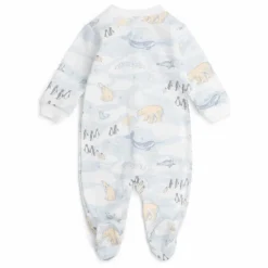 Pyjama avec pieds Ski Coton Bio | Bleu