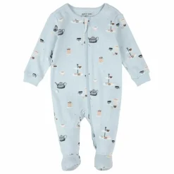 Pyjama Avec Pieds Tea Party Coton Bio | Bleu ciel
