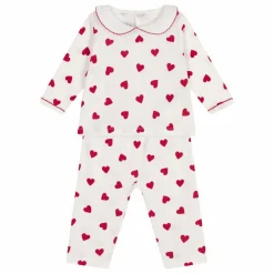 Pyjama Col Cœurs Coton Bio | Blanc