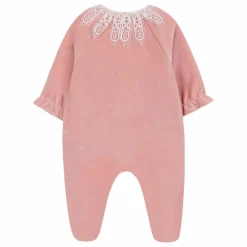 Pyjama Col Dentelle | Rose pêche