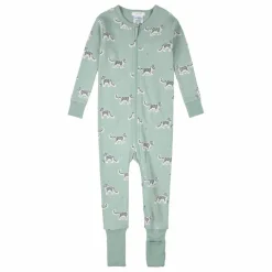 Pyjama Convertible Léopards Coton Bio | Vert amande