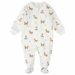 Pyjama Côtelé Corgis Coton Bio | Ecru