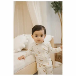 Pyjama Côtelé Corgis Coton Bio | Ecru