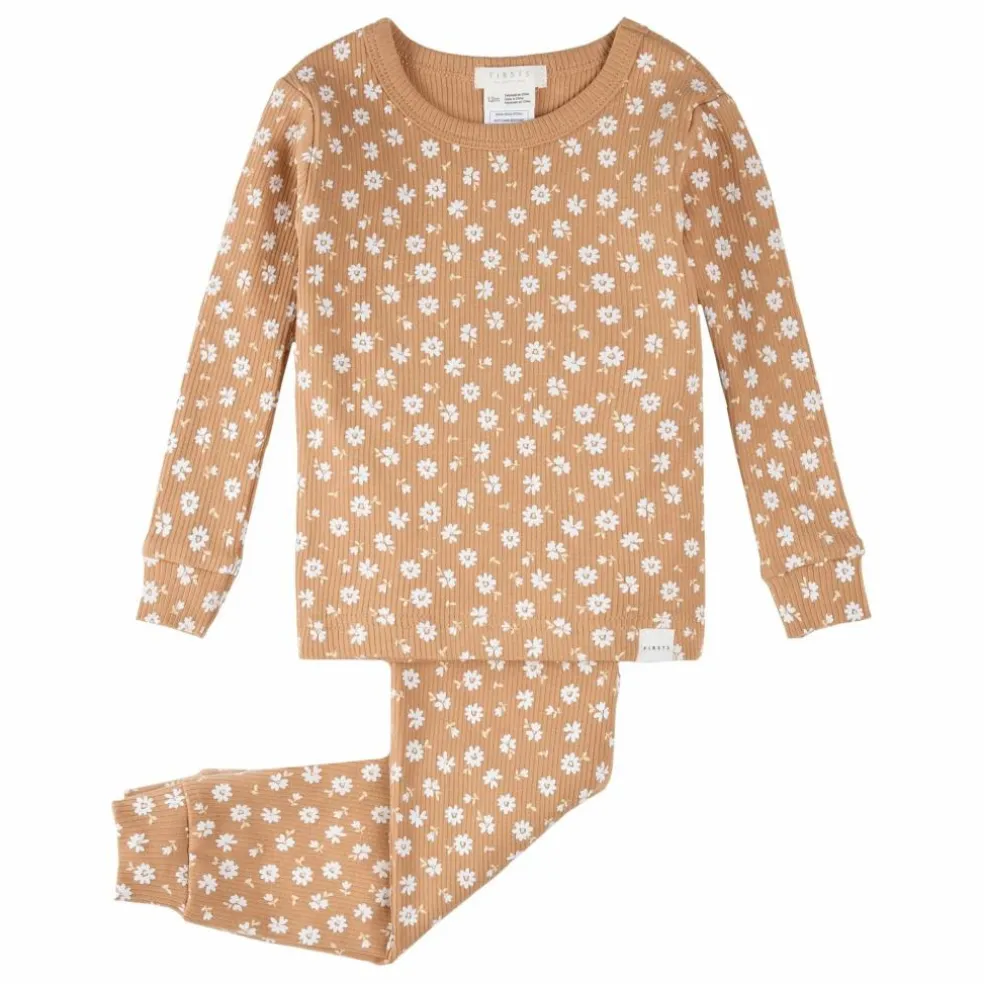 Pyjama Côtelé Fleuri Coton Bio | Naturel