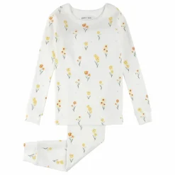 Pyjama Côtelé Jonquilles Coton Bio | Ivoire