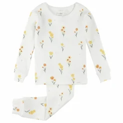 Pyjama Côtelé Jonquilles Coton Bio | Ivoire