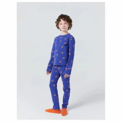 Pyjama Côtelé Zèbres Coton Bio | Bleu roi