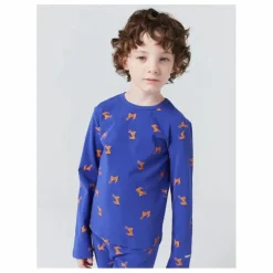Pyjama Côtelé Zèbres Coton Bio | Bleu roi