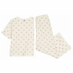 Pyjama Cœurs Pailletés Coton Bio | Ecru