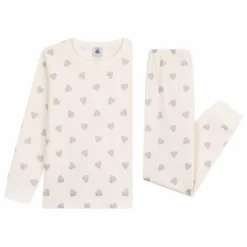 Pyjama Cœurs Pailletés Coton Bio | Ecru