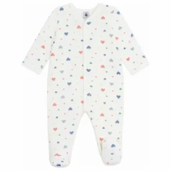 Pyjama Dors Bien Avec Pieds Cœurs Coton Bio | Blanc