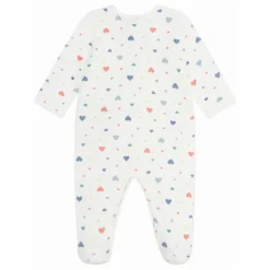 Pyjama Dors Bien Avec Pieds Cœurs Coton Bio | Blanc