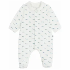 Pyjama Dors Bien Col Baleines Coton Bio | Blanc