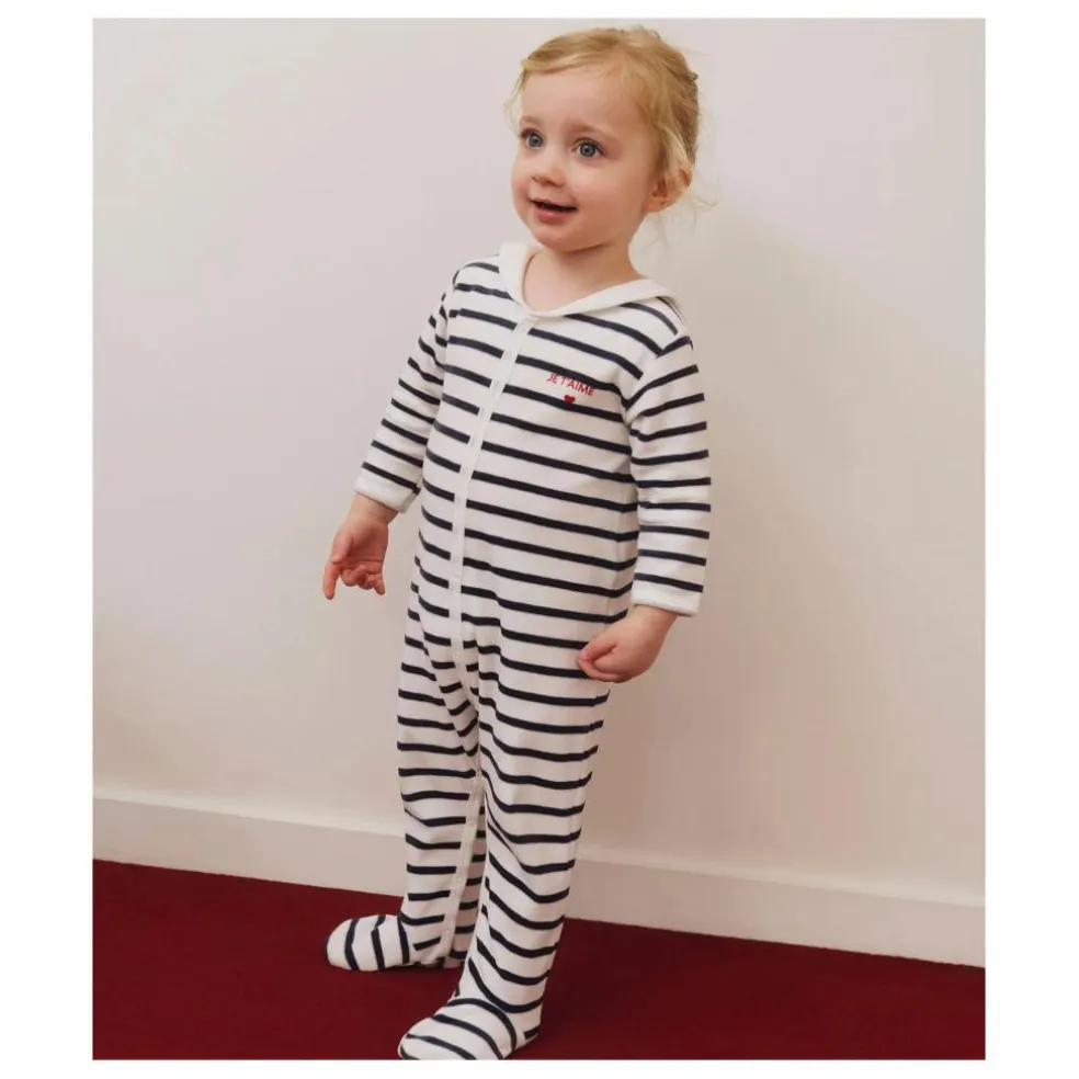 Pyjama Dors Bien Marinière Coton Bio | Blanc