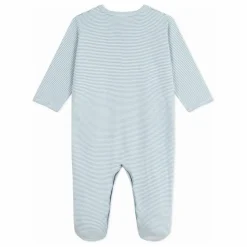 Pyjama Dors Bien Rayé Logo Coton Bio | Bleu