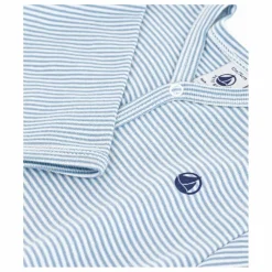 Pyjama Dors Bien Rayé Logo Coton Bio | Bleu