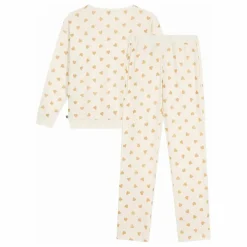 Pyjama Droit Cœurs Pailletés Coton Bio | Ecru