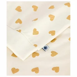 Pyjama Droit Cœurs Pailletés Coton Bio | Ecru