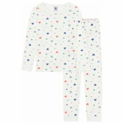 Pyjama Elastiqué Cœurs Coton Bio | Blanc