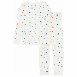 Pyjama Elastiqué Cœurs Coton Bio | Blanc
