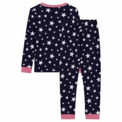 Pyjama Etoiles Col Rayé Coton Bio | Bleu nuit