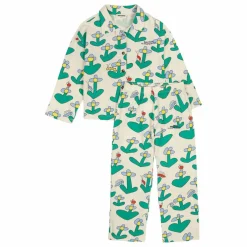 Pyjama Fleuri Coton Bio | Ecru