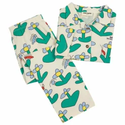 Pyjama Fleuri Coton Bio | Ecru