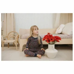 Pyjama Fleuri Coton Bio | Bleu marine