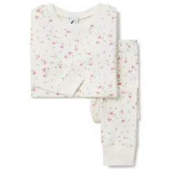 Pyjama Fleuri Coton Bio | Ecru