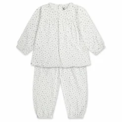Pyjama Fleuri Gaze de Coton Bio | Blanc