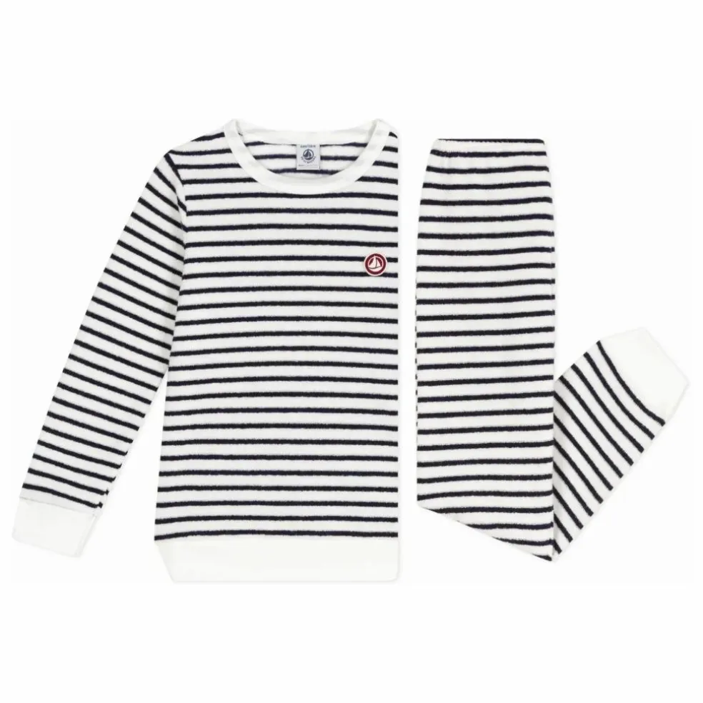 Pyjama Marinière Eponge Modal | Bleu marine