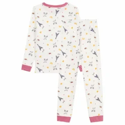 Pyjama Paris Col Rayé Coton Bio | Blanc