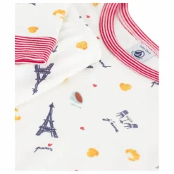 Pyjama Paris Col Rayé Coton Bio | Blanc