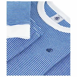Pyjama Rayé Bords Contrastés Coton Bio | Bleu