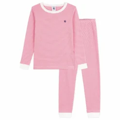 Pyjama Rayé Bords Contrastés Coton Bio | Rose