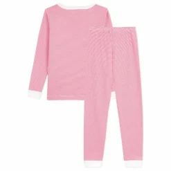 Pyjama Rayé Bords Contrastés Coton Bio | Rose
