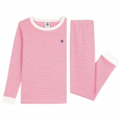 Pyjama Rayé Bords Contrastés Coton Bio | Rose