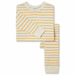 Pyjama Rayé Coton Bio | Jaune
