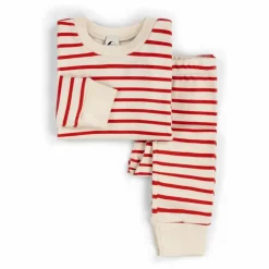 Pyjama Rayé Coton Bio | Rouge