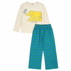 Pyjama Rayé Eléphant Coton Bio | Bleu