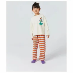 Pyjama Rayé Fleur Coton Bio | Rouge