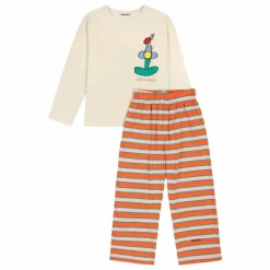 Pyjama Rayé Fleur Coton Bio | Rouge