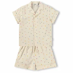 Pyjama Short Lexi Cœurs Coton Bio | Ecru