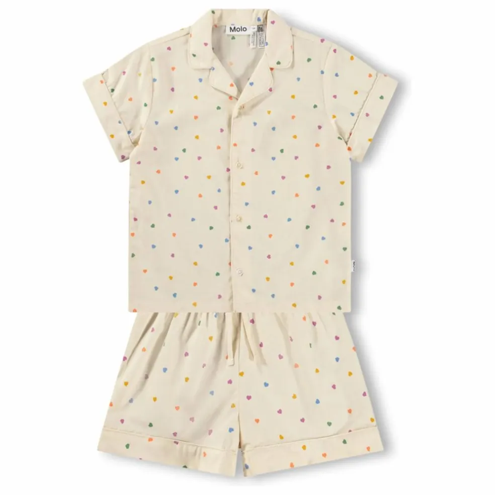 Pyjama Short Lexi Cœurs Coton Bio | Ecru