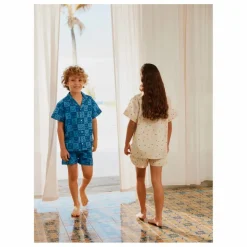 Pyjama Short Lexi Damier Coton Bio | Bleu