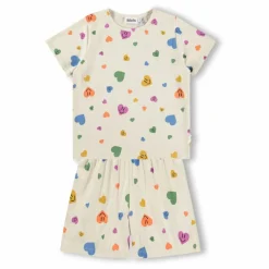 Pyjama Short Luvis Cœurs Coton Bio | Ecru